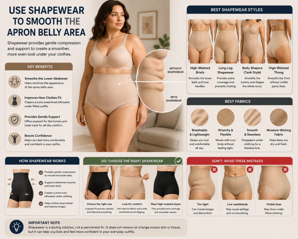 Use Shapewear to Smooth the Apron Belly Area