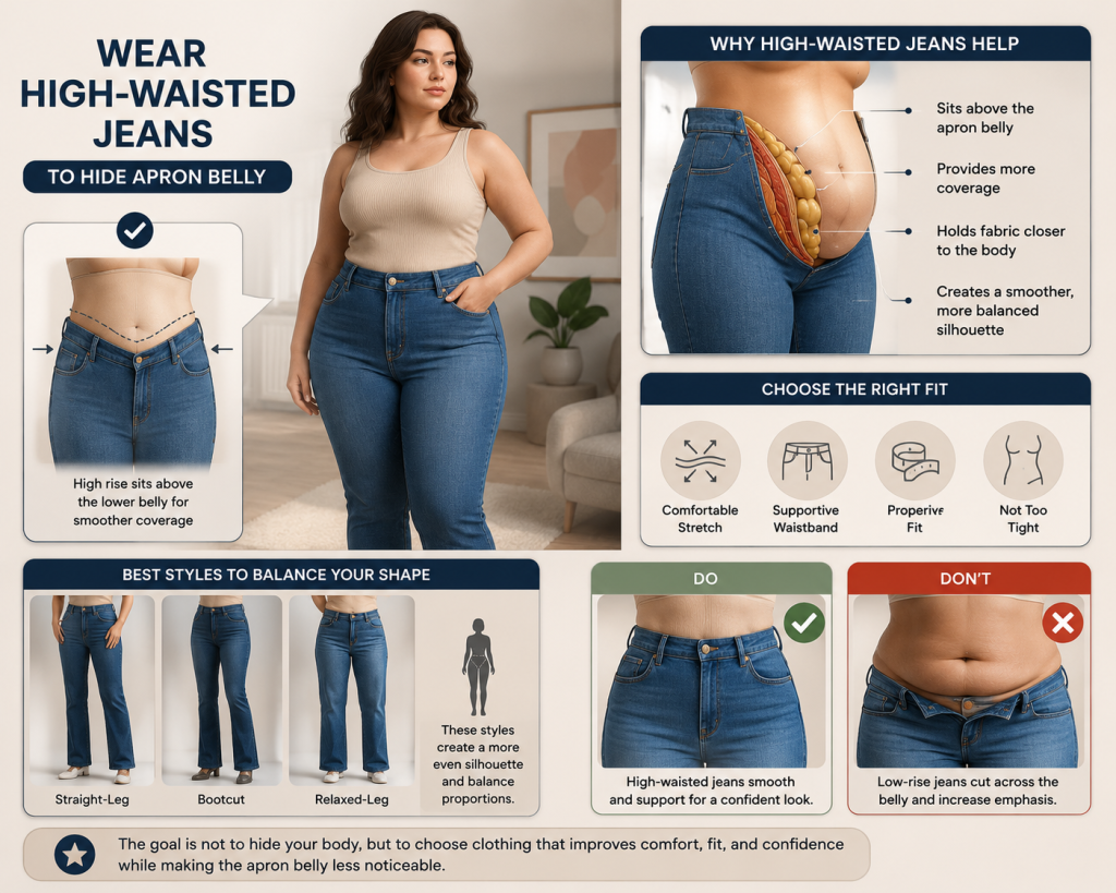 Wear High-Waisted Jeans to Hide Apron Belly